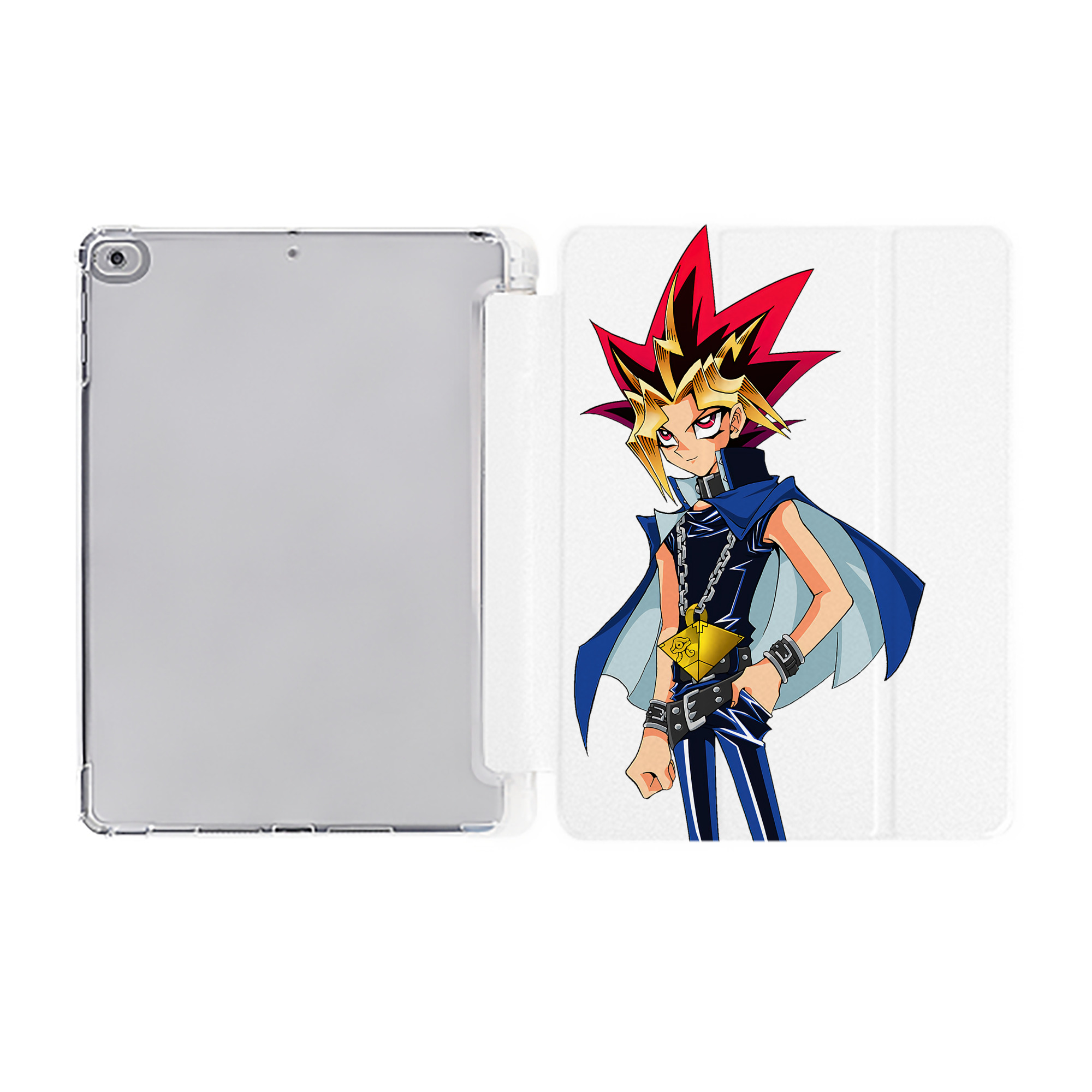 （画像用） 遊☆戯☆王 Yu-Gi-Oh! IPad ケース ペン収納付き 三つ折りスタンド PUレザー×シリコン 対応機種9.5/10.5/10.9インチ